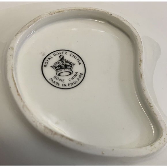 Royal Dover China Bone China England Vintage Trinket Dish Two Roses Gold Trim - Picture 9 of 10